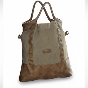 OLSENBOYE Boho Canvas & Faux Leather Satchel Tote  - Preloved